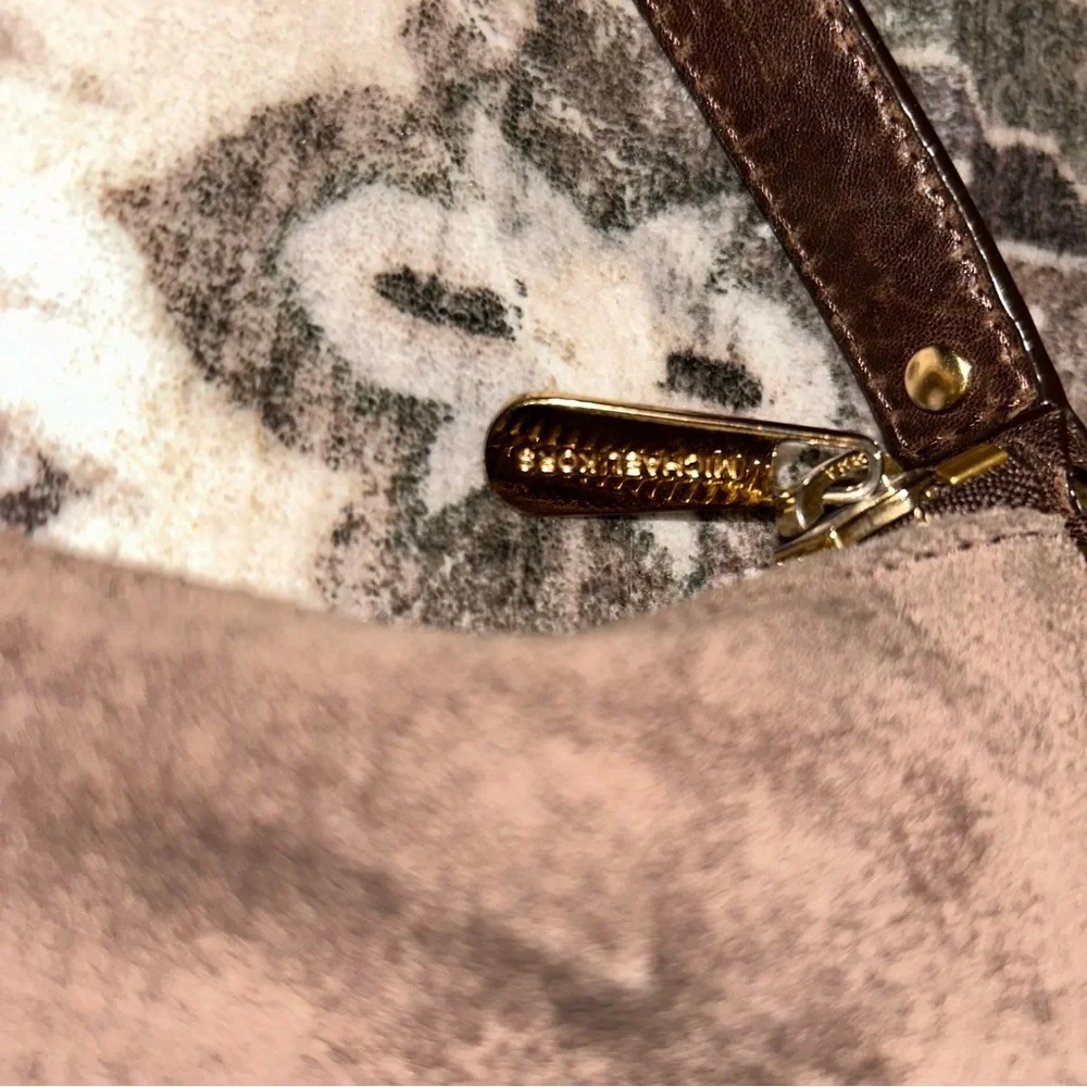 Michael Kors VTG y2k Taupe Suede Shoulder Bag with Gold Accents
